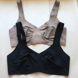 KNIX Padded V-Neck Bras (Black & Nude Taupe, Size 6)